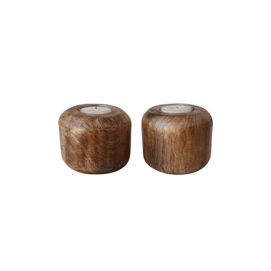 Arlo Mango Wood Tealight Holders (Set of 2)