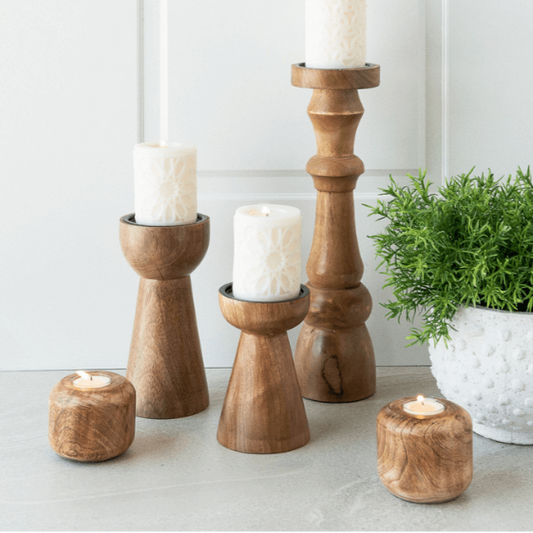 Arlo Mango Wood Tealight Holders (Set of 2)
